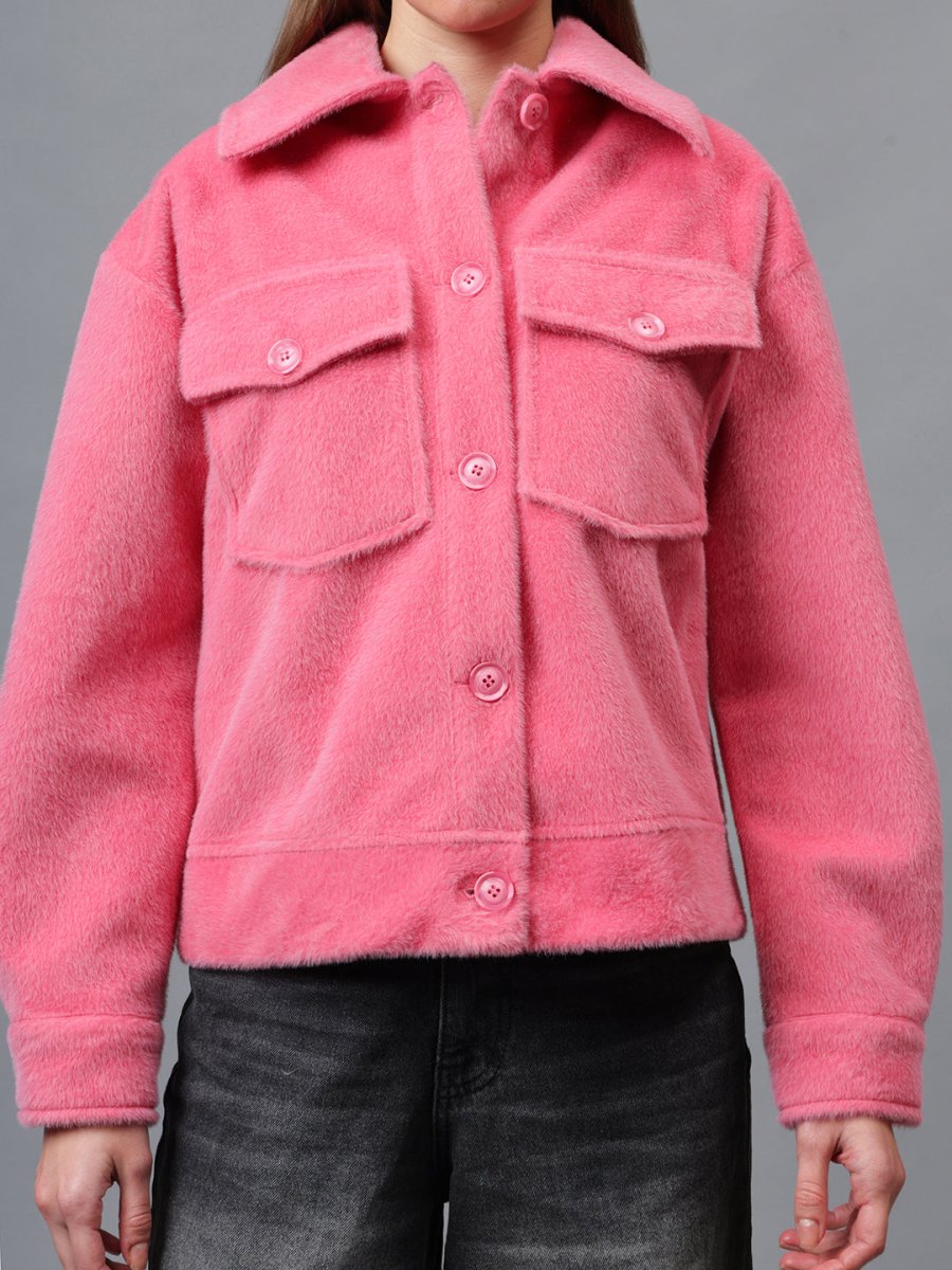 Gaiia Spread Collar Solid Buttoned Shacket - GAIIA